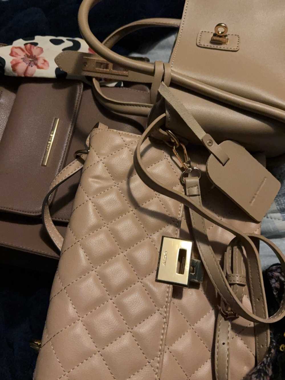 Quilted Beige Crossbody Shoulder Bag - Neutral Women’s Handbag